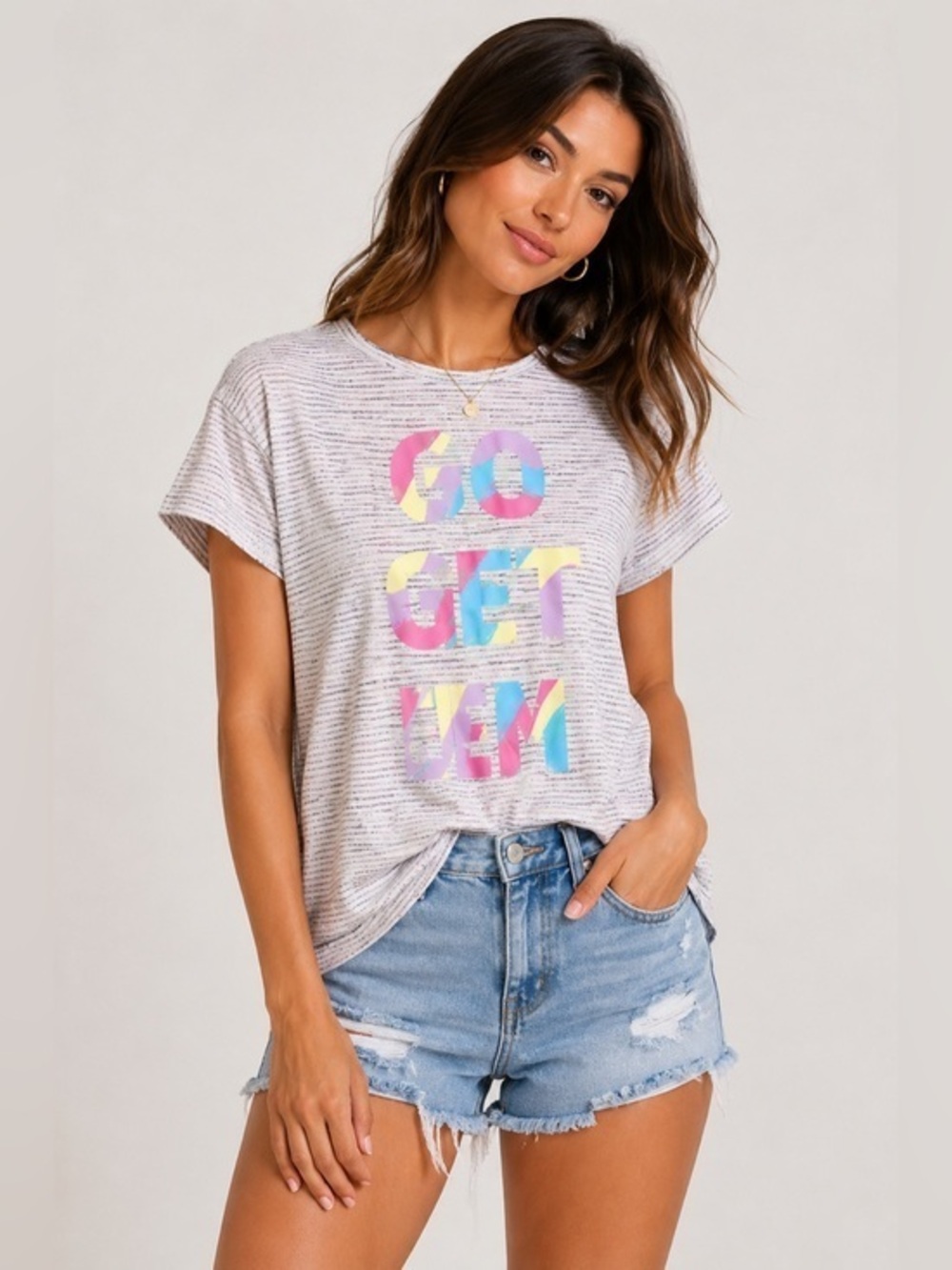 Derek Heart Graphic Tee Women’s Medium Gray Short Sleeve T-Shirt Campus Y2K